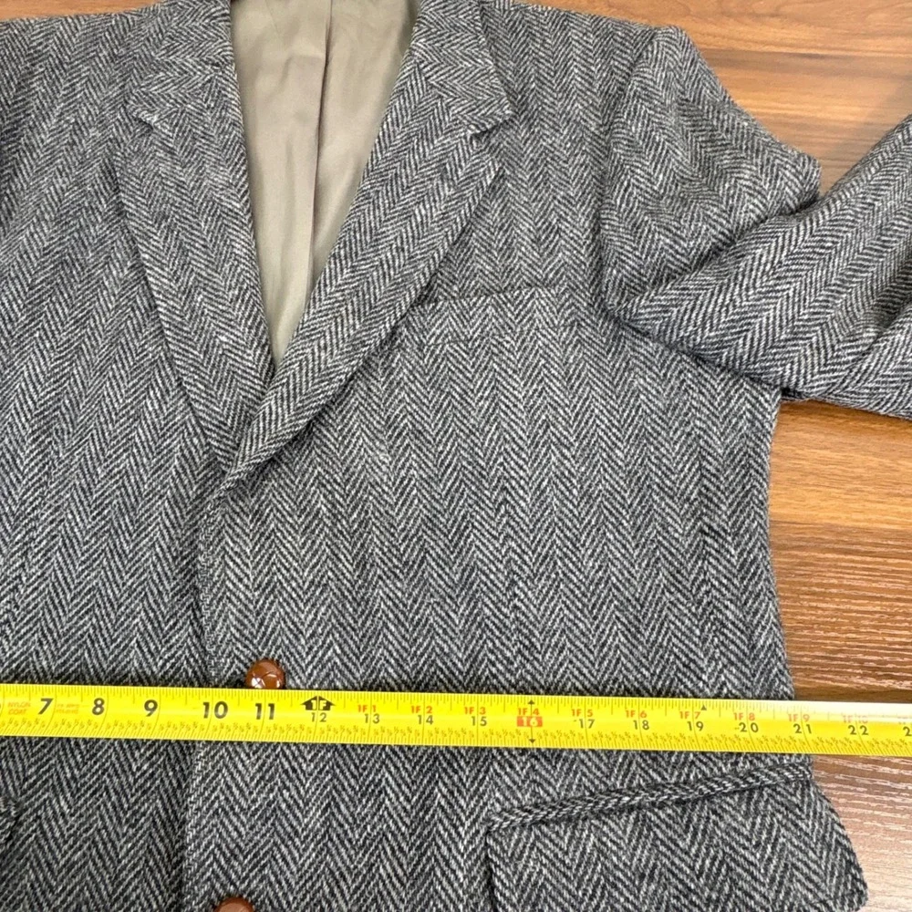 Andhurst‎ Harris Tweed Blazer Jacket Herringbone Scottish Wool Elbow Patches 41R